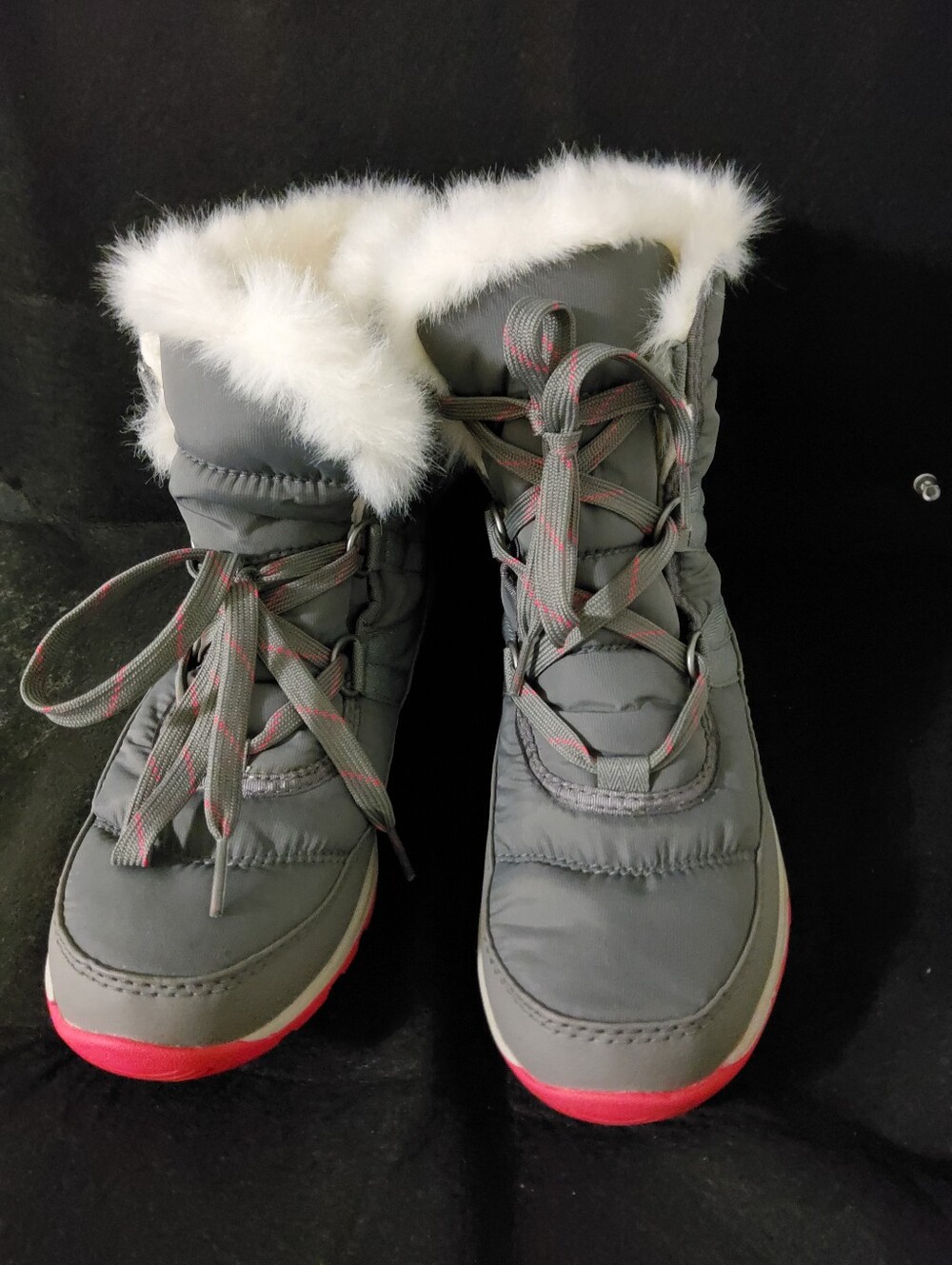 Sorel, Whitney, Quarry/Bright Rose, Waterproof Snow Boots, Size 8